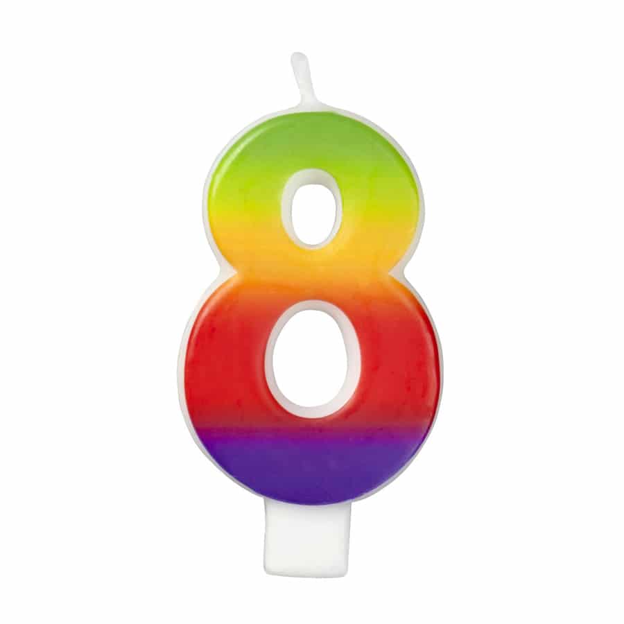 נר מספר 8 בצבעי הקשת Wilton