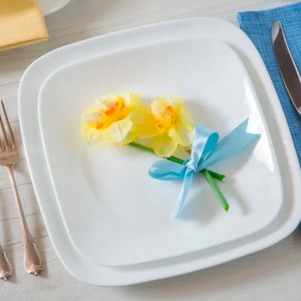 סט 18 צלחות Pure White קורנינג