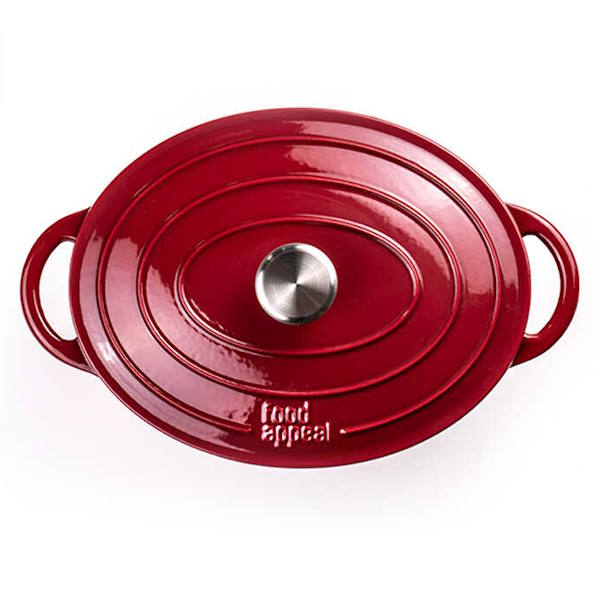 סיר אובלי יציקת ברזל 6.3 ליטר HERITAGE אדום Food Appeal