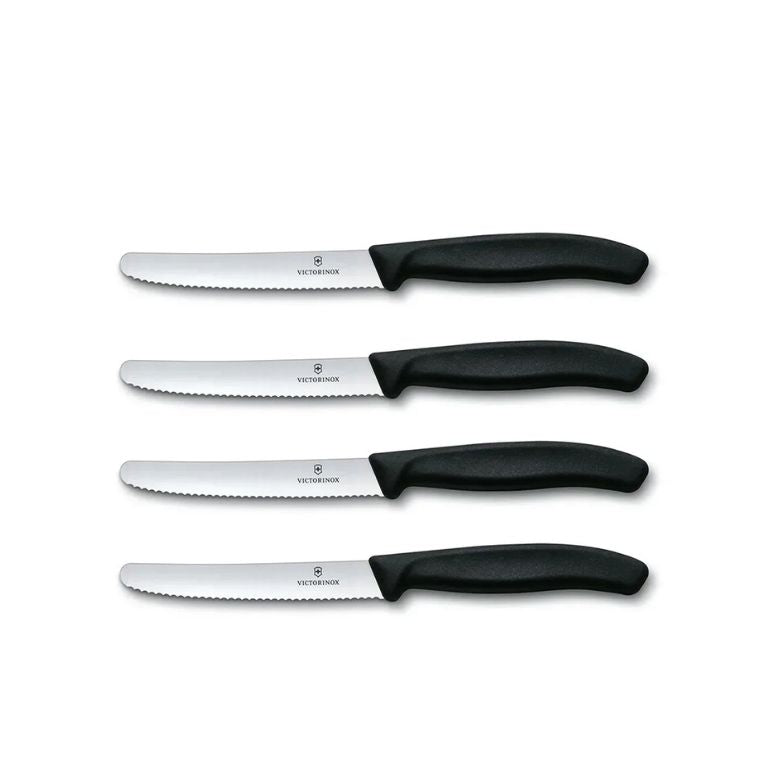 סט 4 סכיני ירקות עגול משונן שחור Victorinox