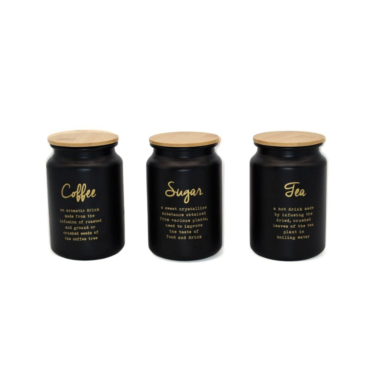 סט אחסון גבוה תה קפה סוכר COZY HOME שחור Food Appeal
