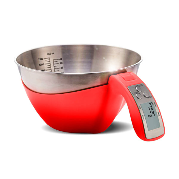 משקל דיגיטלי עם קערה אדום CutterPeeler