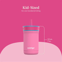 כוס מתכת עם קש LEIGHTON ורוד מסטיק Contigo 350ml
