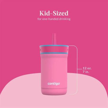 כוס מתכת עם קש LEIGHTON ורוד מסטיק Contigo 350ml