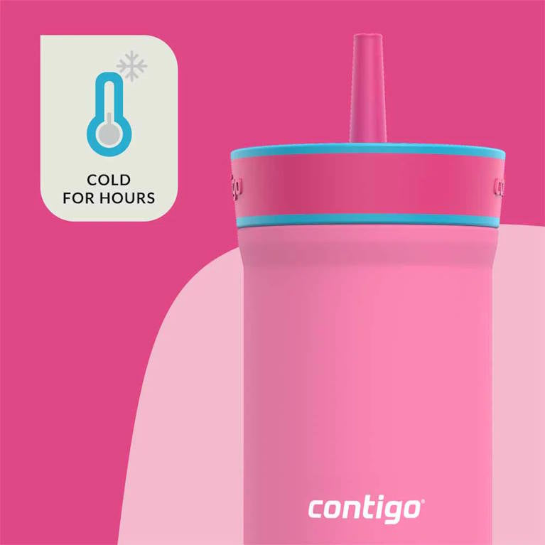 כוס מתכת עם קש LEIGHTON ורוד מסטיק Contigo 350ml
