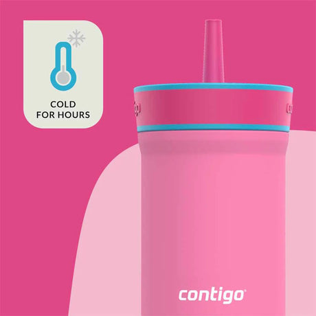 כוס מתכת עם קש LEIGHTON ורוד מסטיק Contigo 350ml