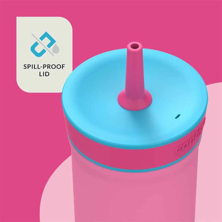 כוס מתכת עם קש LEIGHTON ורוד מסטיק Contigo 350ml