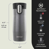 כוס תרמית West Loop 470ml אפור כהה קריסטלי Contigo