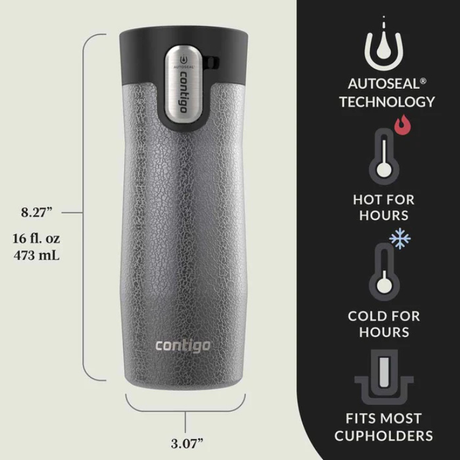 כוס תרמית West Loop 470ml אפור כהה קריסטלי Contigo