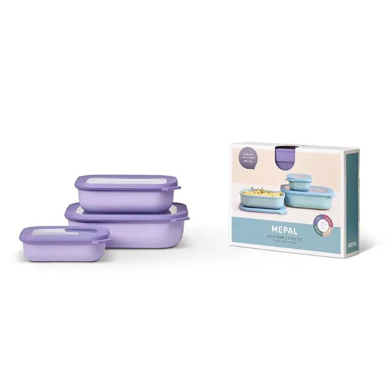3 קופסאות אחסון מלבניות בינוניות Cirqula סגולות Mepal