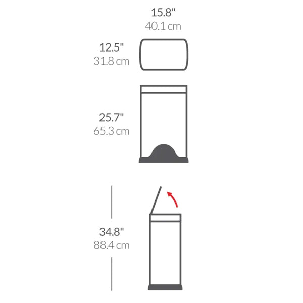 פח אשפה מלבני נירוסטה 38 ליטר simplehuman