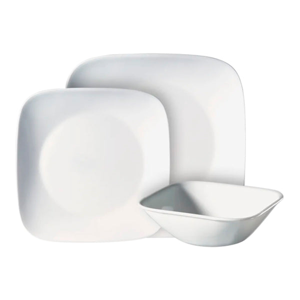 סט 18 צלחות Pure White קורנינג