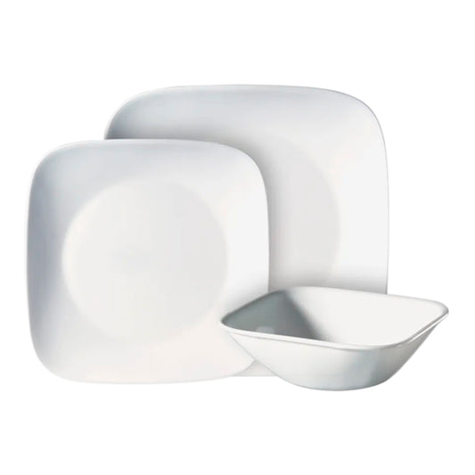 סט 18 צלחות Pure White קורנינג