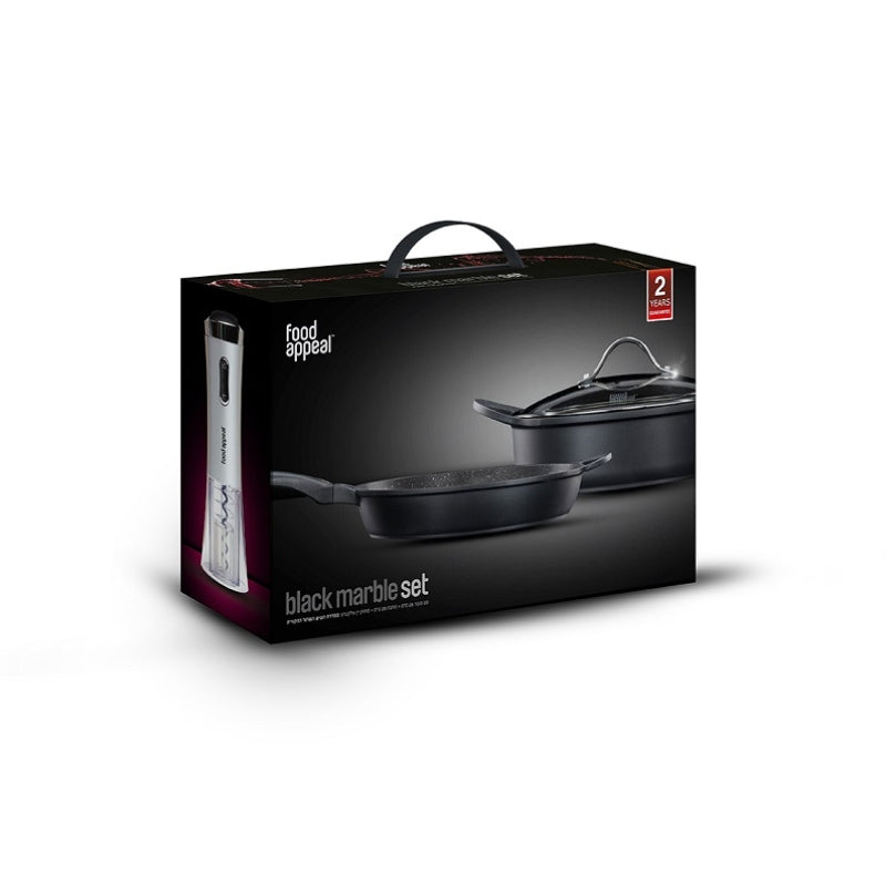 סט בישול ואירוח יוקרתי 4 חלקים Food Appeal Black Marble