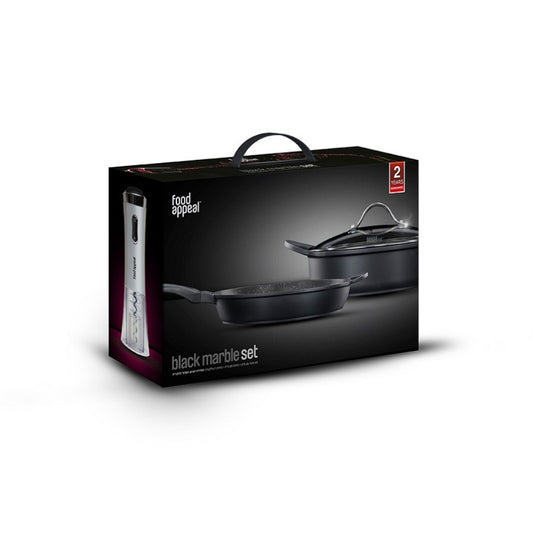 סט בישול ואירוח יוקרתי 4 חלקים Food Appeal Black Marble