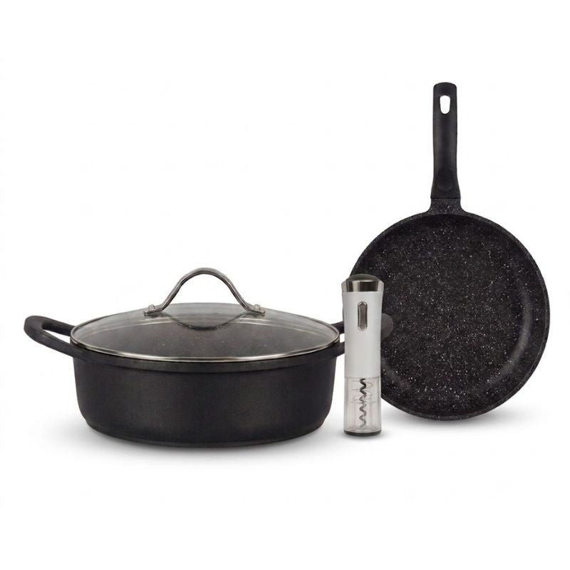 סט בישול ואירוח יוקרתי 4 חלקים Food Appeal Black Marble