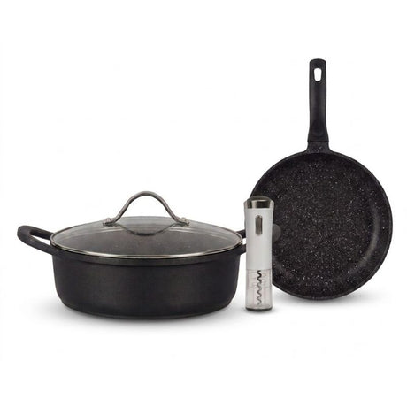 סט בישול ואירוח יוקרתי 4 חלקים Food Appeal Black Marble