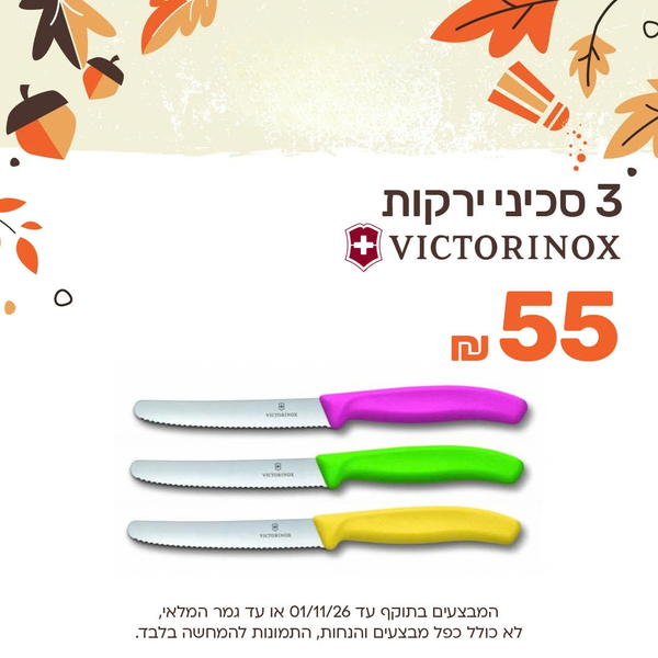 3 סכיני ירקות
Victorinox
55 ש