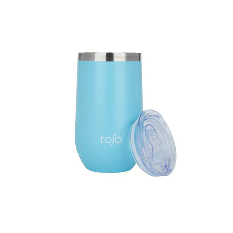 כוס תרמית נירוסטה תכלת חלק Roso 500ml