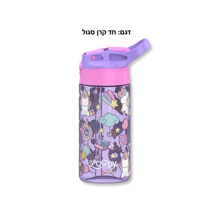 בקבוק אקרילי עם קש LOOPY 420ml בנות