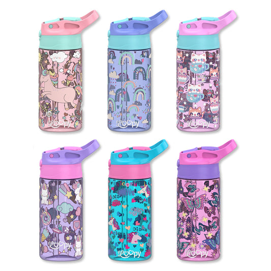 בקבוק אקרילי עם קש LOOPY 420ml בנות