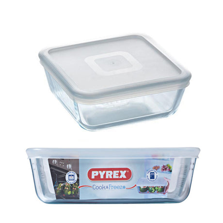כלי אחסון מרובע + מכסה 0.800 ליטר Pyrex