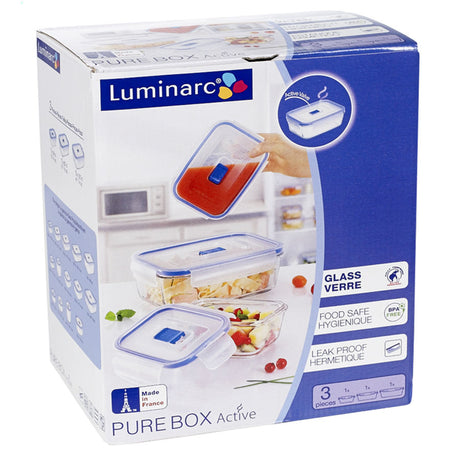 סט 3 קופסאות אחסון מזכוכית לומינארק Luminarc