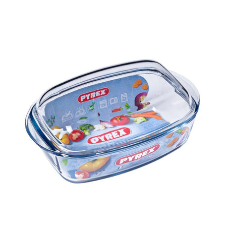 תבנית מלבנית עם מכסה זכוכית 6.7 ליטר Pyrex