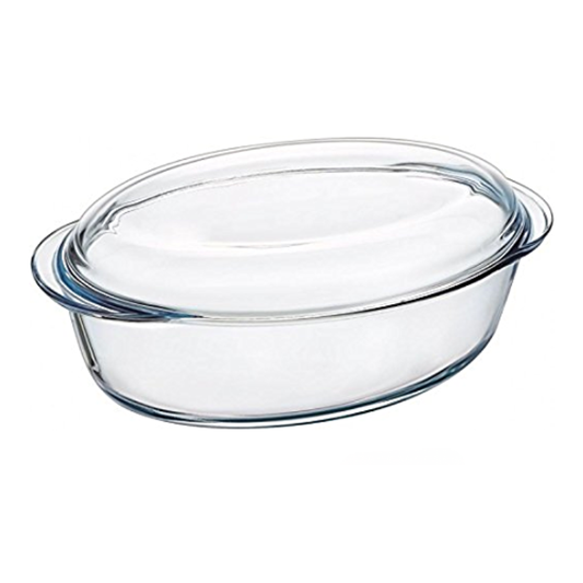 סיר זכוכית אובלי עם מכסה PYREX Essentials