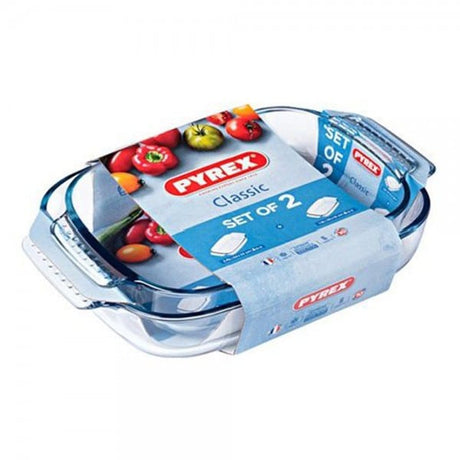 סט 2 תבניות מלבני Pyrex