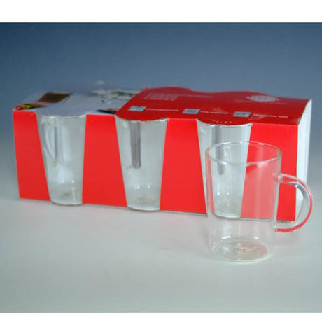 סט 6 כוסות זכוכית דקה עם ידית 250ml