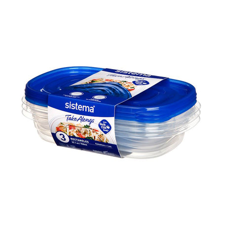 מארז 3 אחסוניות Takealongs מלבן Sistema 950ml