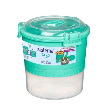 מכל עגול מחולק Sistema 965ml מסדרת Lunch Stack To Go