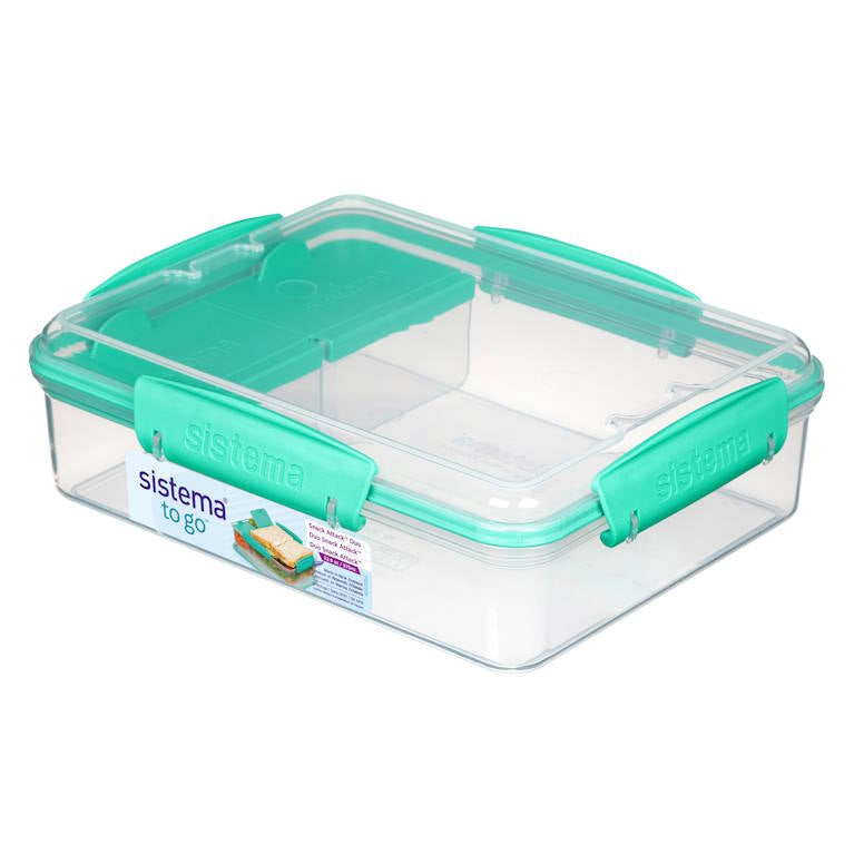 קופסת אחסון מלבנית מחולקת Sistema 975ml