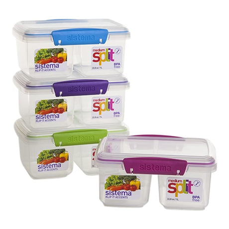 קופסת מלבנית מחולקת 1 ליטר צבעוני Sistema