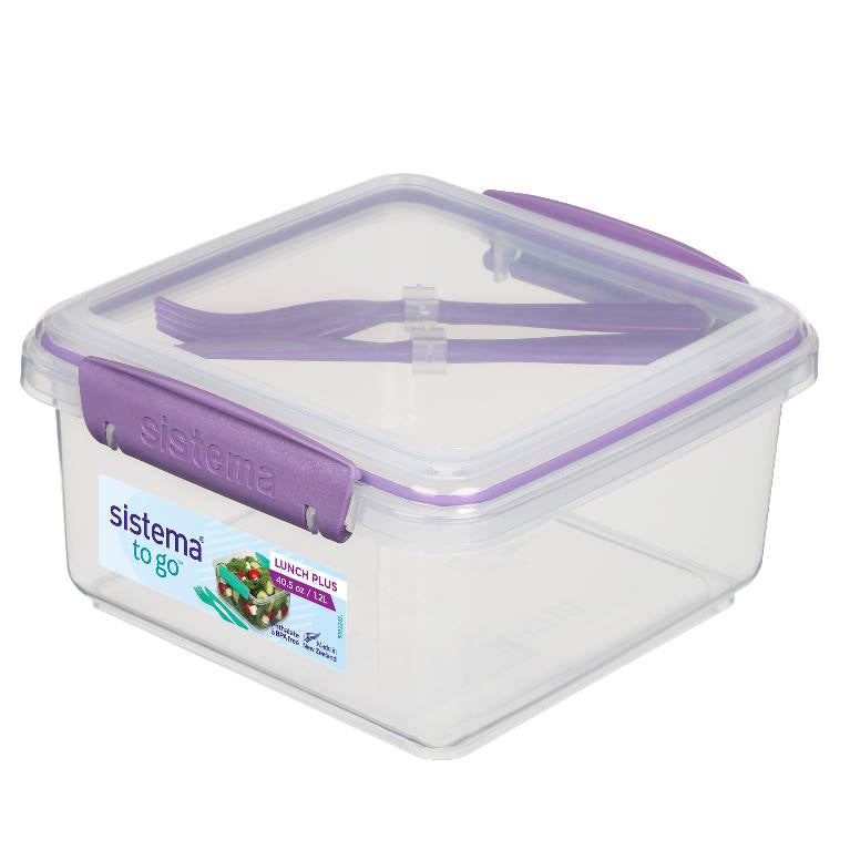 קופסת אוכל TO GO כולל מזלג וסכין Sistema