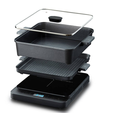 פלטת אינדוקציה חשמלית COOK & GRILL+רוסטר ופלטת גריל Arcosteel
