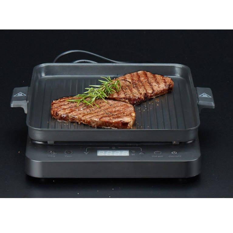 פלטת אינדוקציה חשמלית COOK & GRILL+רוסטר ופלטת גריל Arcosteel