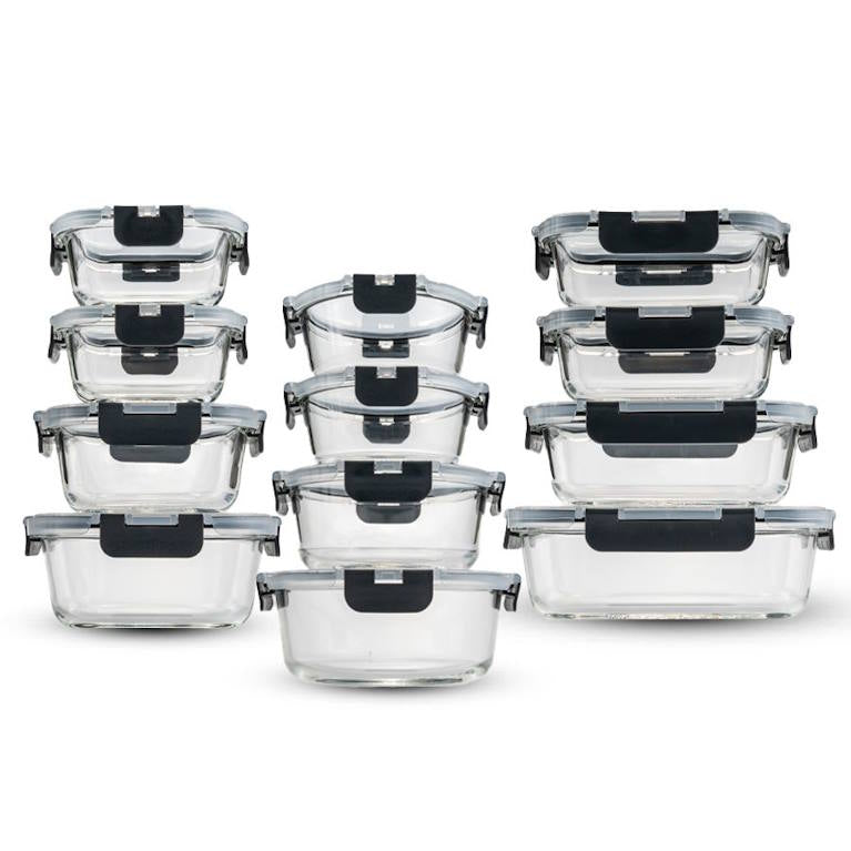 סט 12 כלי אחסון GLASS CLOC זכוכית Food Appeal