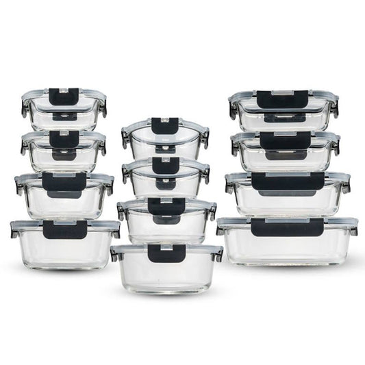 סט 12 כלי אחסון GLASS CLOC זכוכית Food Appeal