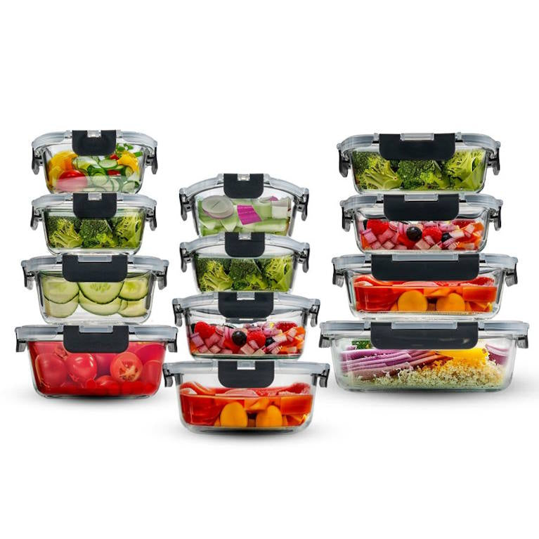 סט 12 כלי אחסון GLASS CLOC זכוכית Food Appeal