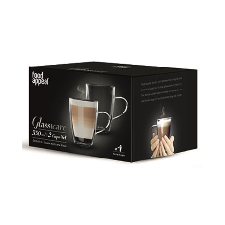 זוג כוסות זכוכית דאבל Food Appeal Latte Jamaica 350ml