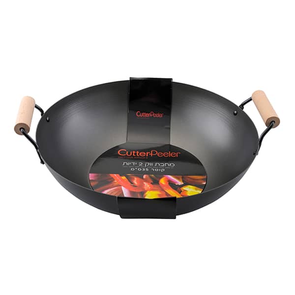 ווק יפני 2 ידית עץ CutterPeeler 30cm