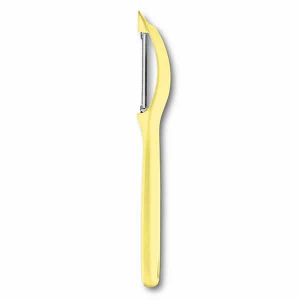 מארז קולפן אוניברסלי משונן ושני סכינים Victorinox צהוב פסטל