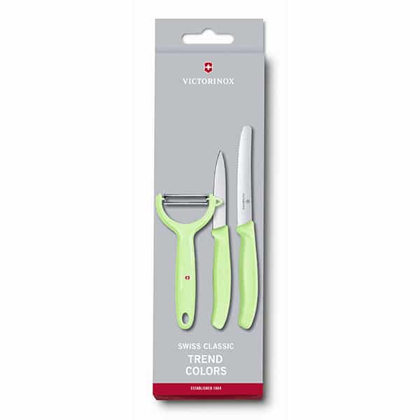 מארז קולפן ומשונן שני סכינים Victorinox ירוק פסטל