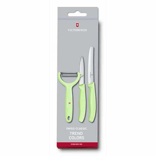 מארז קולפן ומשונן שני סכינים Victorinox ירוק פסטל