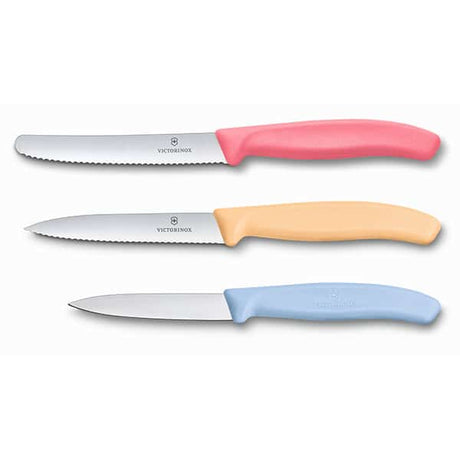 מארז 3 סכיני ירקות Victorinox בצבעים שונים
