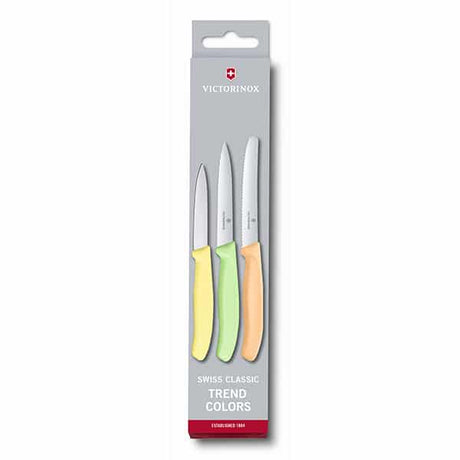 מארז 3 סכיני ירקות Victorinox בצבעי פסטל
