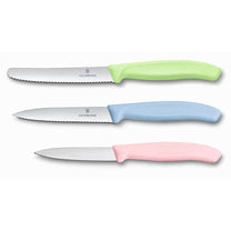 מארז 3 סכיני ירקות Victorinox בצבעי פסטל