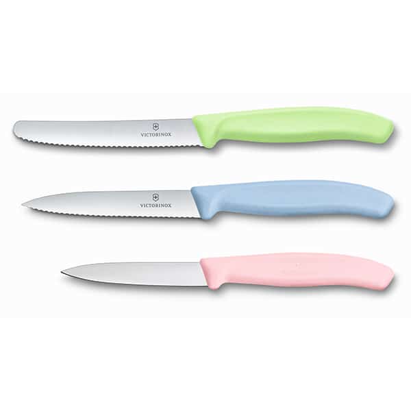 מארז 3 סכיני ירקות Victorinox בצבעי פסטל